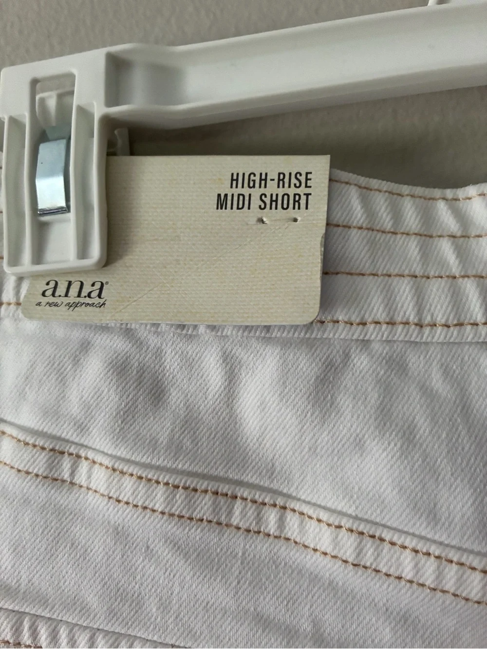 A.N.A High‑Rise Midi Shorts – White Denim– Size 12 – NWT - Picture 8 of 11